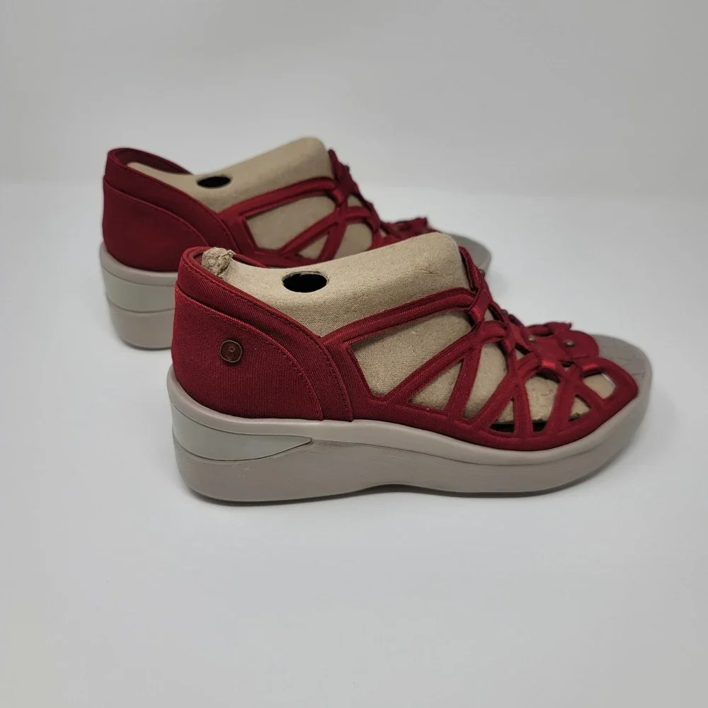 Bzees Women Sapphire Washable Gladiator Sandal Red SlipOn Wedge Lightweight 7.5M - Picture 5 of 9